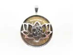 Gemstone Lotus Pendant - Tiger Eye