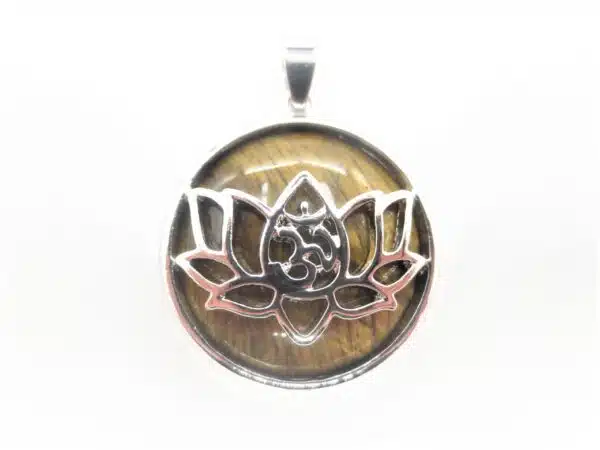 Gemstone Lotus Pendant - Tiger Eye