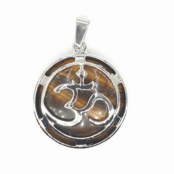 Gemstone Om Pendant - Tiger Eye