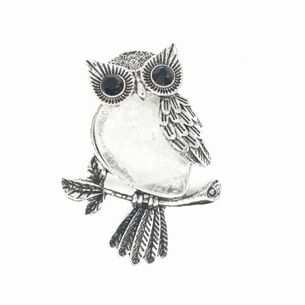 Gemstone Owl Pendant - Rock Crystal