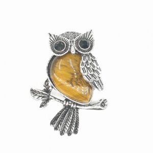 Gemstone Owl Pendant - Tiger eye