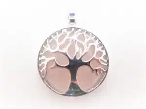 Gemstone Tree of Life Pendant - Quartz rose