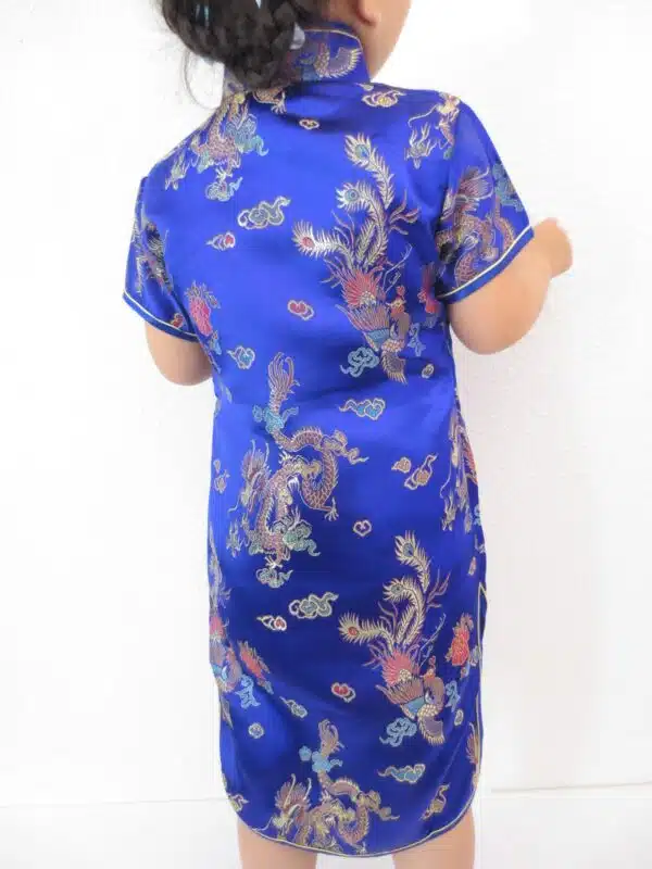 Girls Dress dragon phoenix dark blue