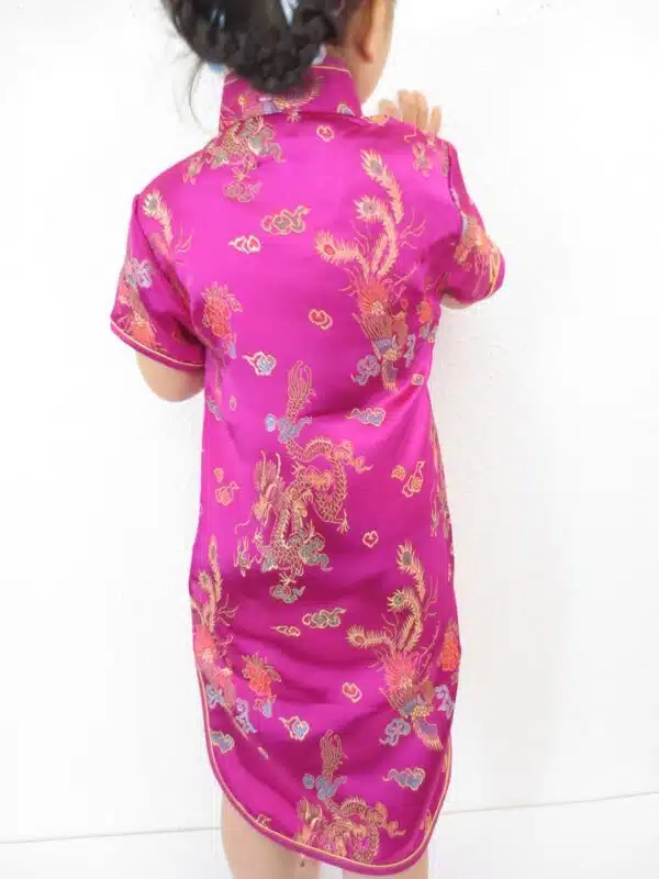 Girls Dress dragon phoenix fuchsia