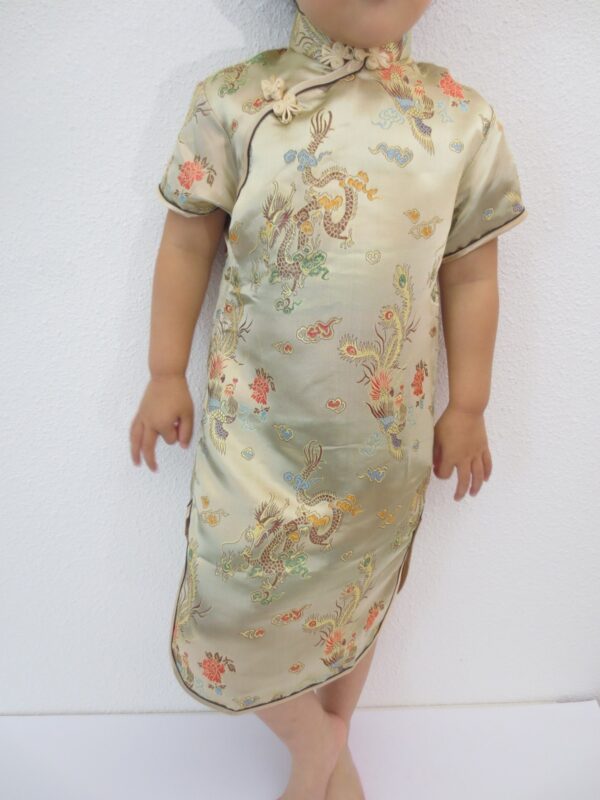 Girls Dress dragon phoenix gold