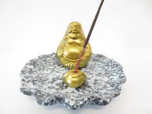 golden Happy Chinese Buddha incense holder grey