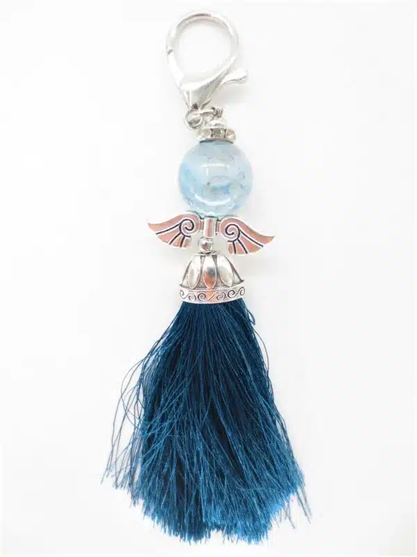 Guardian Angel keychain ball dark blue