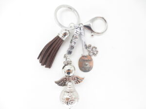 Happy Angel keychain dark brown