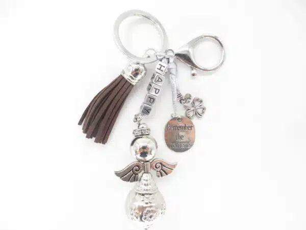 Happy Angel keychain dark brown