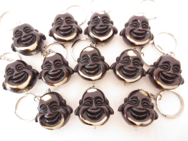 Happy Buddha head keyhanger brown