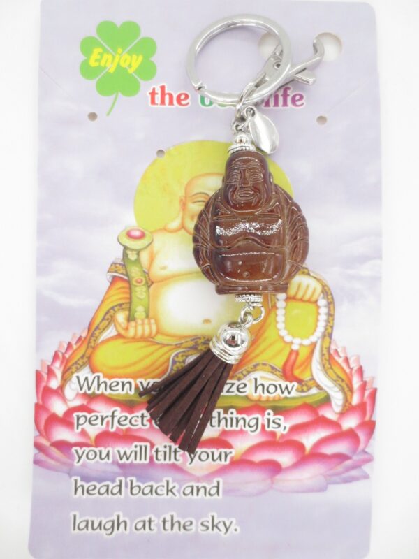 Happy buddha keychain brown