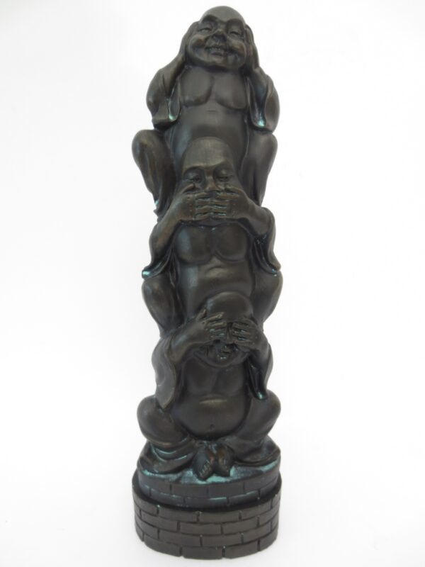 Hear, See, Speak No Evil Buddha Incense Tower black