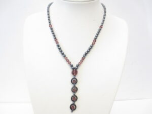 Hematite crystal necklace long bordeaux