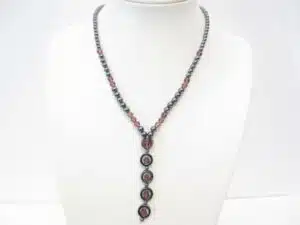 Hematite crystal necklace long bordeaux