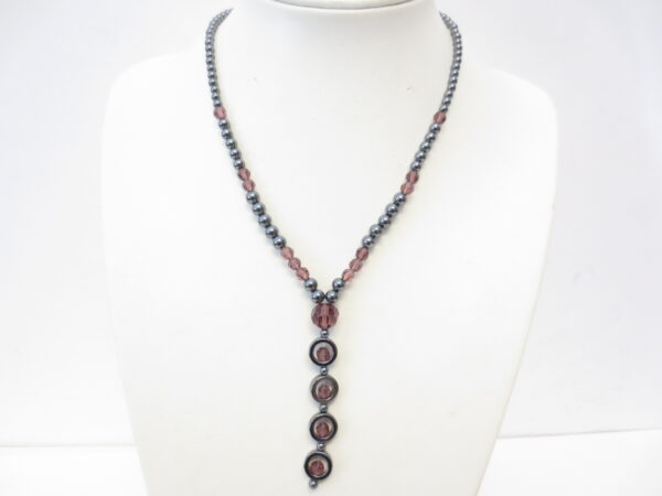 Hematite crystal necklace long bordeaux