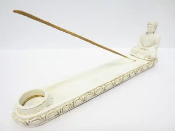 Incence holder sitting Japanese Buddha white