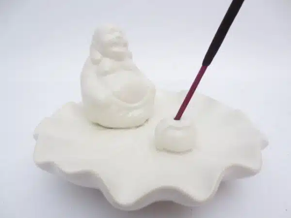 Incense holder chinese buddha on a scale white