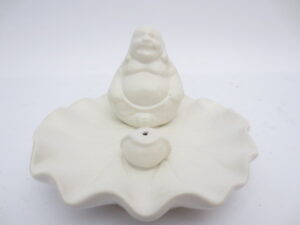 Incense holder chinese buddha on a scale white