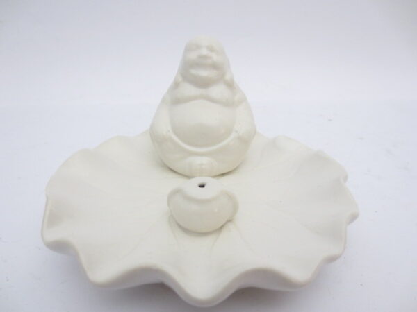 Incense holder chinese buddha on a scale white