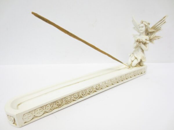 Incense holder fairy white with flower