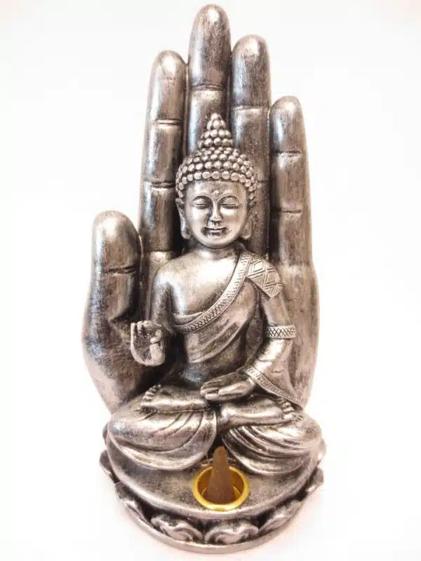 Incense holder silver Buddha with hand