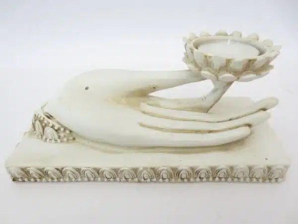 Incense holder white hand with tealight