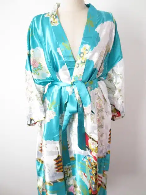 Japanese kimono long turquoise