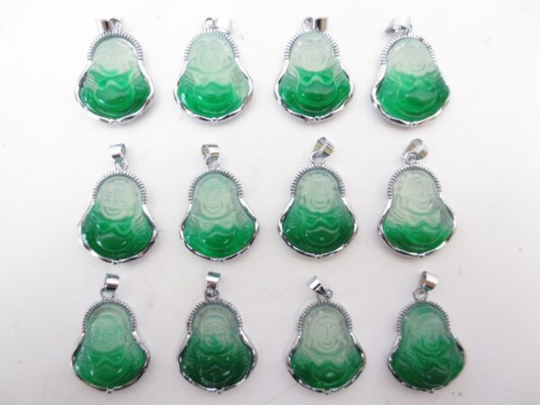 Light Jade Buddha hangers 12 pcs