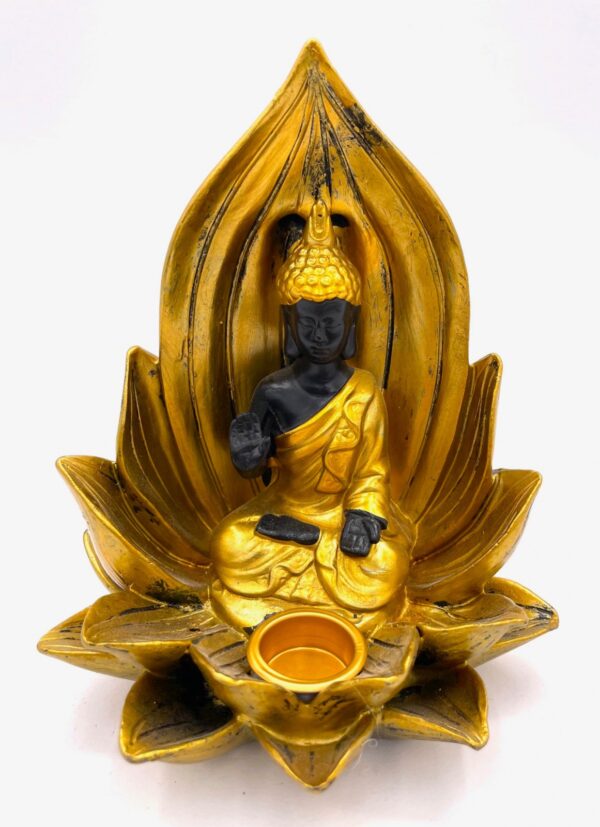 Lotus Tibetan Buddha incense holder gold