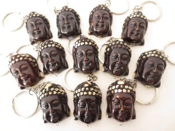 Meditation Buddha head keyhanger brown