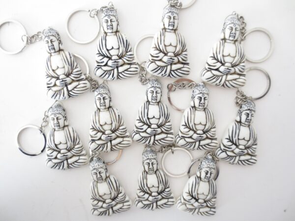 Meditation Buddha keyring white