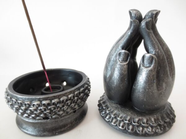 Meditation hands incense/conesburner silver