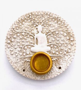 Meditation incense holder round white (6pcs)