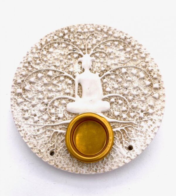 Meditation incense holder round white (6pcs)