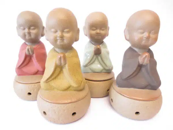 Monk meditating cone burner set of 4