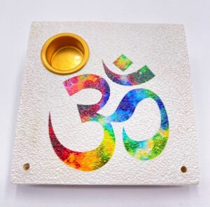 Ohm square incense holder white