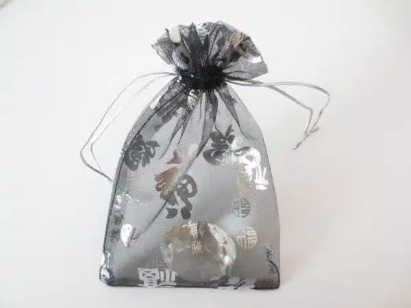 Organza Gift Bag 'Good Luck' Black