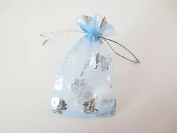 Organza Gift Bag 'Good Luck' Light Blue