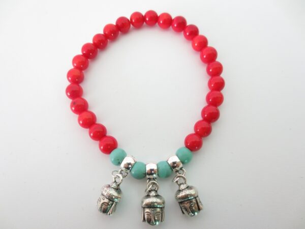 Red Coral Bracelet with 3 Happy Buddha pendants