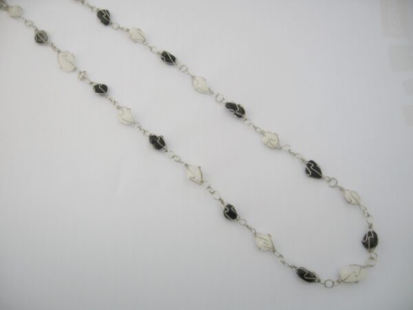 Small Chakra Necklace Onyx Milky Quartz