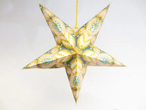 Star lantern yellow with decorations