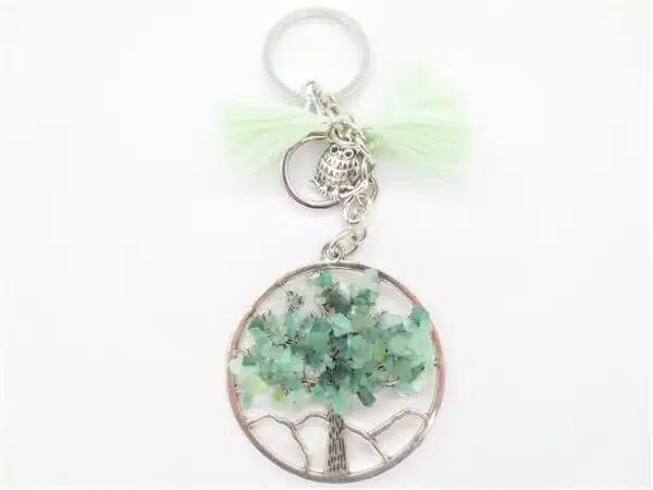 Tree of Life keychain Tiger Eye