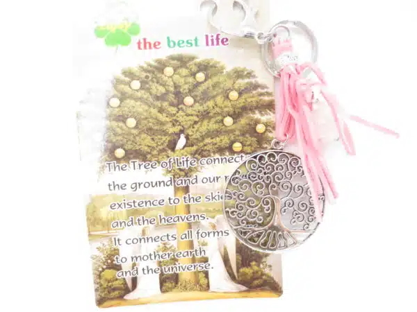 Tree of Life keychain with rosequartz ball