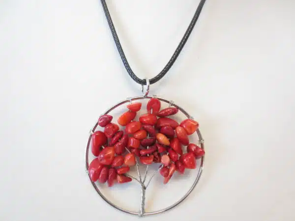 Tree of Life Necklace red coral