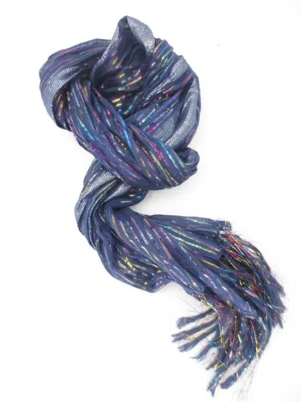 Viscose with glitterstripes dark purple