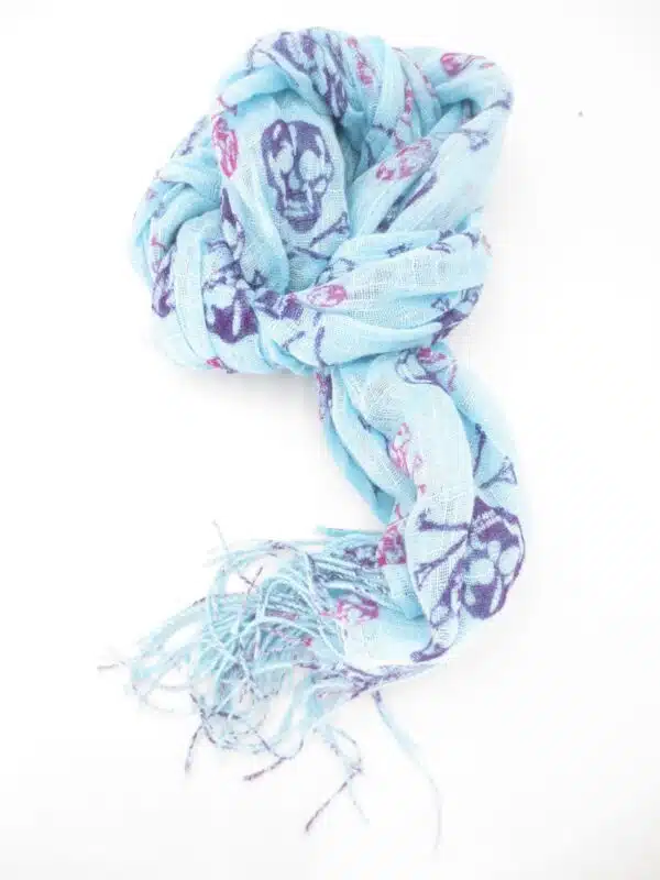 Viscose with skull light blue