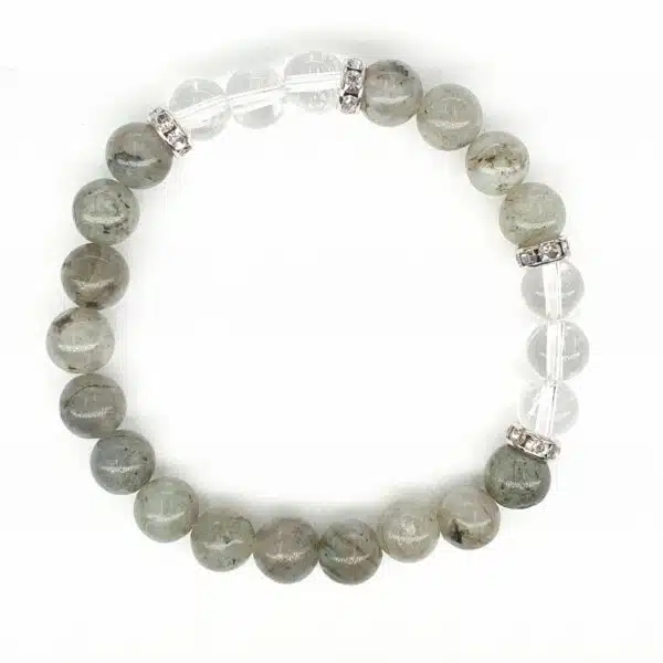 Wholesale - 8mm bracelet Labradorite with Diamond and gift box