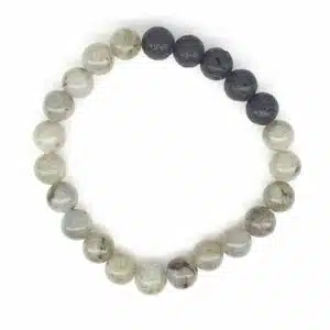 Wholesale - 8mm bracelet Labradorite with Lava stone and gift box