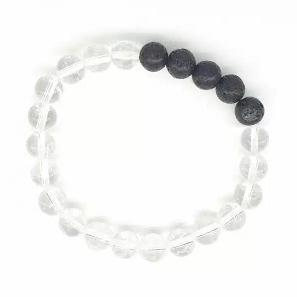 Wholesale - 8mm bracelet Rock crystal with Lava stone and gift box