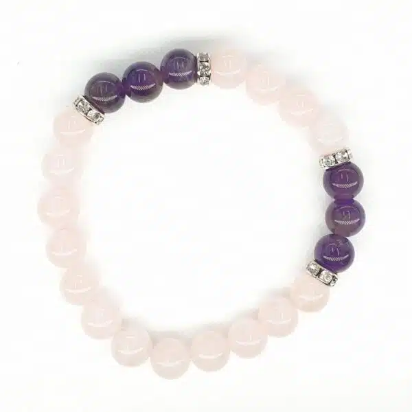 Wholesale - 8mm bracelet Rose Quartz with Diamond and gift box